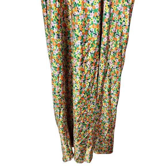 Wild Fable Green Satin Floral Plunge Midi Slip Dress Lace Trim Boho Y2K Size XL - Picture 13 of 14